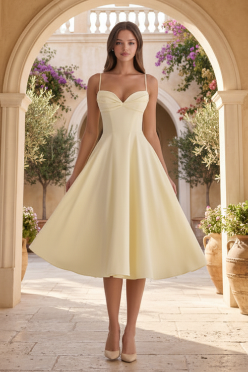 Liana's Sweetheart Spaghetti Strap Midi Dress