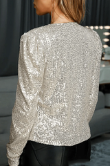 Liana's Collarless Sequin Open-Front Blazer, view 2