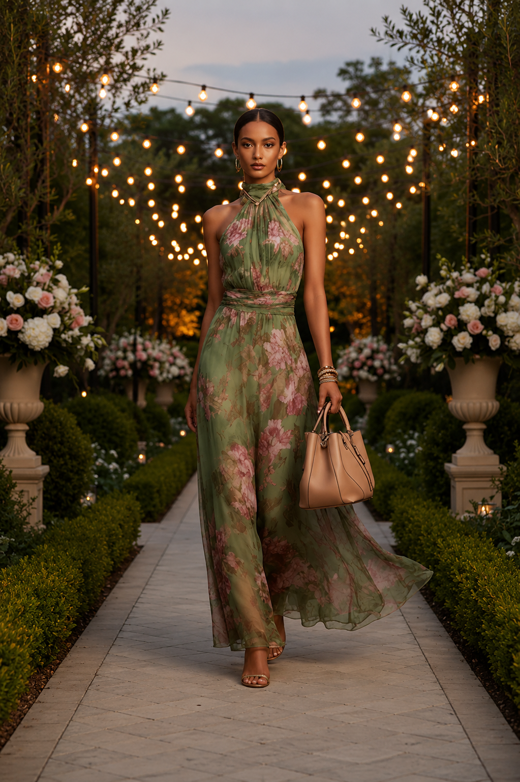 Liana's Halter Neck Floral Print Maxi Dress