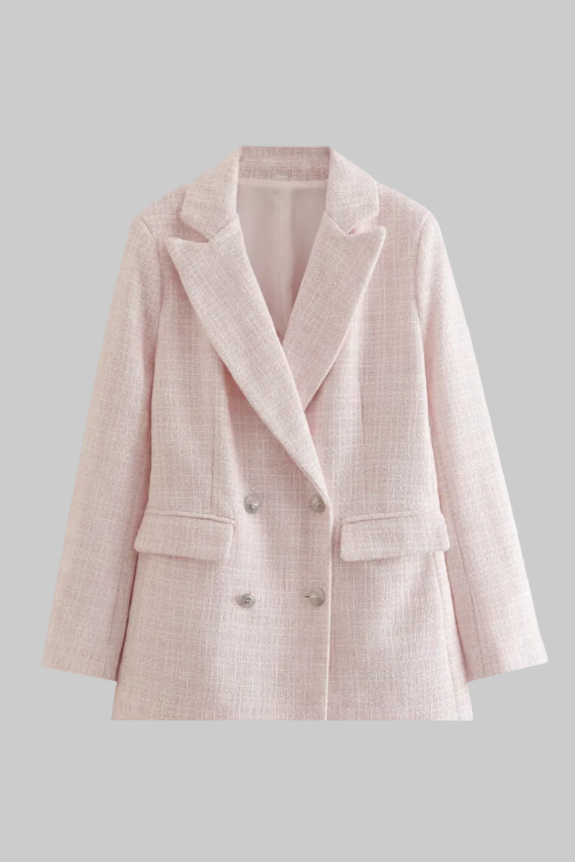 Liana's Notch Collar Tweed Button Blazer
