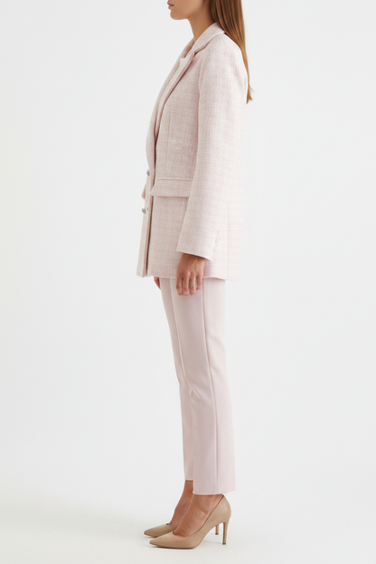 Liana's Notch Collar Tweed Button Blazer